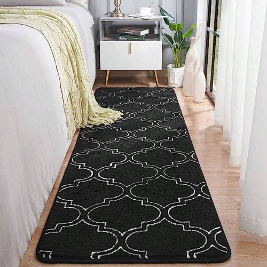 Chicrug - Alfombra geométrica moderna para recámara 2 x 6 pies espuma viscoelástica para interior pasillo de pasillo alfombra esponjosa para sala de estar mesita de noche decoración para - Pasillo de 6 x 2 - Ver 1