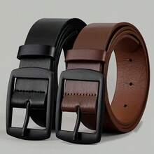 1pc Electroplated Buckle Versatile Men's Belt - Black - View 2