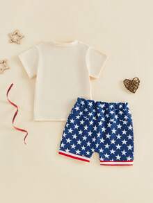 Baby Boy 4th Of July Outfit Toddler Boy Fourth Of July Clothes Memorial Usa American Flag Shirt Shorts Set - Màu be - Xem 7