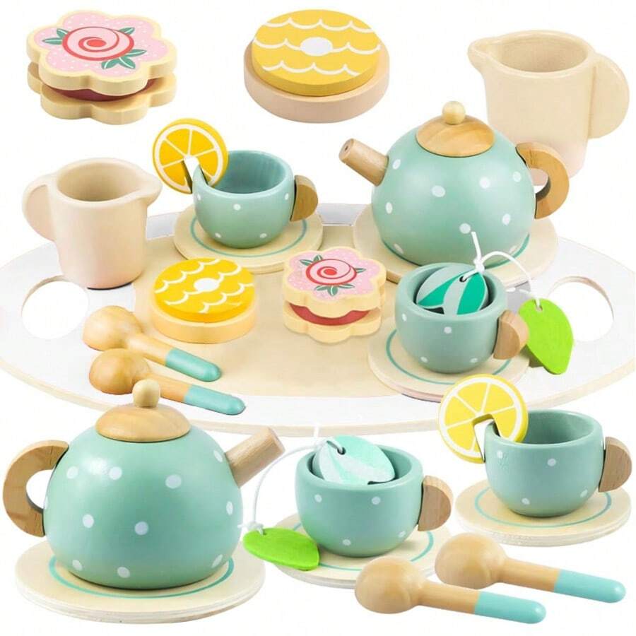 1 Set Cute Miniature Pretend Play Tea Set, Realistic Simulation Teapot, Portable Afternoon Tea Etiquette Toy For Children Role Play