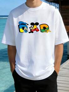 Disney 1PC Authorized Short Sleeved Printed T-Shirt, Cartoon MIQI Family Pattern Short Sleeved Family Printed T-Shirt, Perfect For Family Outings And Vacations. This Is A New 2026 Short Sleeved T-Shirt, An Ideal Choice For Mother's Day, Suitable For Both Men And Women. Made Of High-Quality Pure Cotton, Comfortable And Breathable All Year Round. Exquisite Design Is The Preferred Gift - 男人 - 查看 2