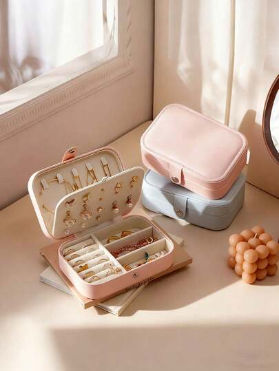 Hộp đựng trang sức bằng da PU, hộp trưng bày trang sức hai lớp có khóa kéo đa năng, hộp đựng trang sức du lịch di động cho nhẫn, vòng tay, bông tai, dây chuyền, thích hợp đựng sơn móng tay, son bóng, kính áp tròng, túi đựng mỹ phẩm, quà tặng ngày Valentine, quà tặng cho bạn gái, mẹ, phụ nữ, Giáng sinh, Năm mới, quà tặng cho phái nữ, quà Giáng sinh, ý tưởng quà tặng cho phụ nữ