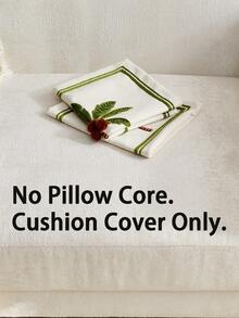 1pc Coconut Tree Embroidered Green Throw Pillow Cover, Fresh Green Plant Palm Tree Cushion Cover For Indoor Decor, Suitable For All Seasons, Pillow Insert Not Included - Green - View 3