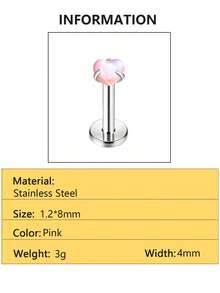 1 pieza Anillo/Pendiente en forma de corazón de acero inoxidable de 1.2*8mm, adecuado para joyería de perforación de hombres y mujeres - Piercing labial en forma de corazón - Ver 12