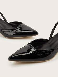 女士新款时尚蛇纹尖头高跟鞋，春夏款 - 黑色 - 查看 5