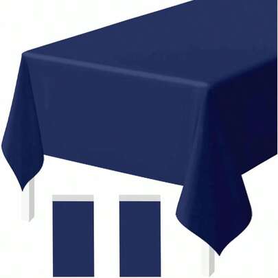 2 Pack Navy Blue Plastic Tablecloth Disposable Table Covers Blue Rectangle Tablecloth Party Shower Wedding Birthday Table Cloth Disposable