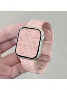 SANRIO 这款三丽鸥智能手表表带适用于38/40/41mm尺寸，刻有卡通Hello Kitty猫咪图案，硅胶材质，可替换表带，2条装。表带孔型以实物为准，为圆形孔。 - 多色 - 查看 6