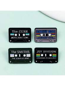 Music Series Tape Set Metal Badge, Fashion Geometric Lapel Pin, INS Style Clothing Accessories Brooch - Multicolor - View 3