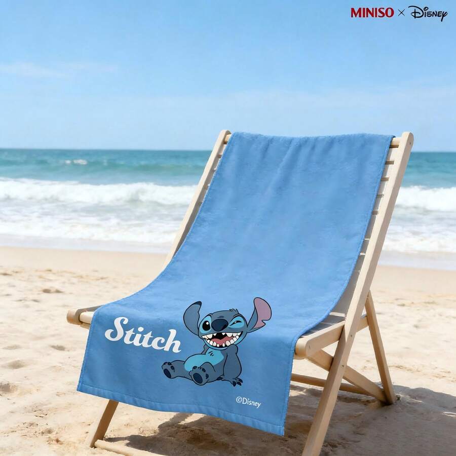 MINISO X Disney Stitch Grinning Soft Bath Towel, Cute Cartoon Design, Absorbent Cotton Towel For Bathroom, Beach, Pool - Nhiều màu - Xem 1