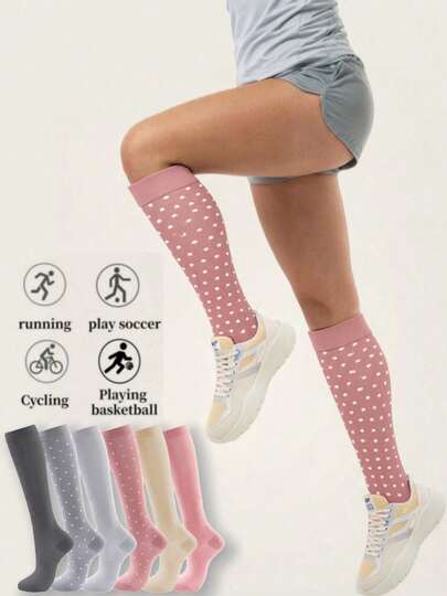 1/3/6 Pairs Unisex Compression Socks, Suitable For Running, Sports, Halloween, Christmas, New Year, Football, Yoga, Cycling, Fitness (Random Colors)