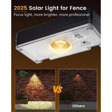 Outdoor Solar Fence Light, 4/8 Pieces Per Pack, 50 Watt Super Bright, RGB Color Mode, IP65 Waterproof Grade, Suitable For Solar-Powered Fence Lights For Courtyards, Fences, Swimming Pools, Porches, Backyards, Providing Day And Night Power Supply (Black) - 白色 - 查看 7