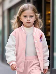 KPOP Girl Group Print Girls Baseball Jacket Fall Winter Pink Black White Comfortable Warm Durable 1 Piece Casual Daily School Outfit Birthday Gift Spring New Arrival - Hồng - Xem 2