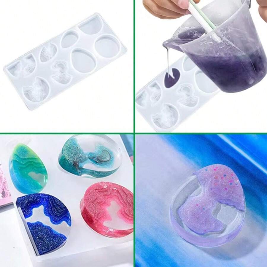 3/4/7件套海洋风情岛屿树脂硅胶模具，树脂浇铸模具，适用于珠宝制作DIY耳环、项链、钥匙扣等工艺品。 - 彩色 - 查看 1