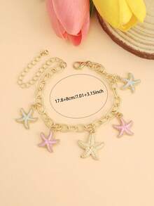 1pc Summer Casual Unique Exaggerated Starfish, Shell, Conch Charm Bracelet For Vacation - Multicolor - View 3