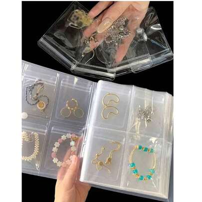 160/84格多功能便携式收纳册，珠宝防氧化收纳袋，旅行珠宝整理盒，适用于耳环、戒指、项链、卡片、明信片等。