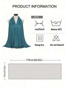 1pc Ladies" New Large Size Hijab Headscarf Solid Color Soft Casual Long Scarf Headband For Abaya Accessories Women Veil - Màu xanh bụi bặm - Xem 3