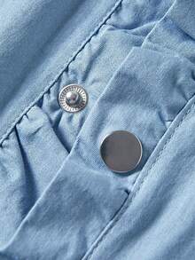 Blusa de mezclilla con volantes para mujer, casual de primavera - Azul - Ver 10