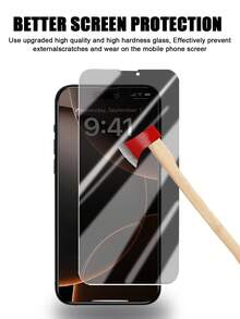 3pcs 9H Hardness Full Coverage Anti-Spy Screen Protector Glass, Clear Glossy Display, High Hardness Structure Resists Accidental Damage, Self-Adhesive Bubble-Free Application, Rounded Edge Anti-Dust Design, Waterproof Shockproof Scratch-Resistant All-Round Screen Protection, Compatible With IPhone 17e/17 Pro Max/17 Pro/17 Air/17/16 Pro Max/16 Pro/16 Plus/16/15 Pro Max/15/14/13/12 And Other Models. - Black - View 5