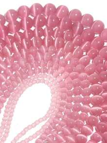 1串粉色猫眼散珠，DIY猫眼圆珠，猫眼散珠，DIY项链手链饰品配件，约48-50颗 - 粉紅色PK - 查看 1