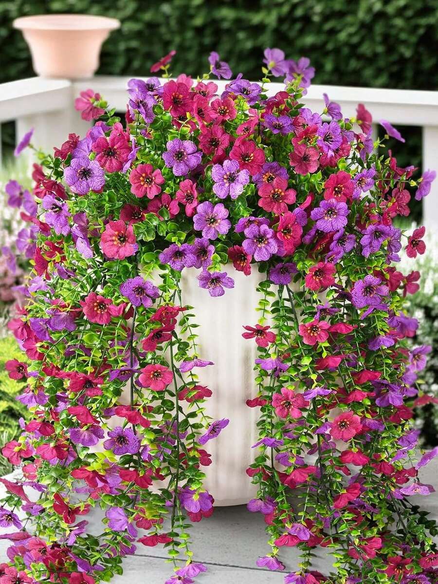 1pc Outdoor Artificial Hanging Eucalyptus Silk Flower Vine, UV-Resistant Greenery Decor For Anniversary, Graduation, Wedding, Party, Home, Office, Porch, Yard, Spring/Summer - Multicolor - View 1