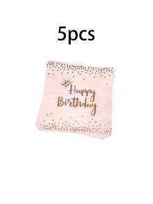 10pcs Rose Gold Birthday Party Tableware Set, Including Rose Gold Disposable Paper Plates, Cups, Napkins, Elegant One-Time Rose Gold Tablecloth Decor, Suitable For Birthday, Wedding, Party, Tea Ceremony And Other Occasions, Can Be Used For Decoration - Multicolor - View 9