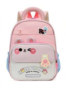 Cute Bear Pattern Student Backpack, Elementary School Backpack, Wear-Resistant Schoolbag - Pink - View 5