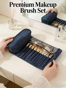 Large Capacity Travel Makeup Bag, Portable Organizer Pouch, Toiletry Bag, Cosmetic Storage Case, Makeup Brush Holder, Compartment Makeup Box, Gifts - Multicolor - View 7