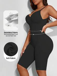 Suprenx 一件式露背塑身衣，女士收腹连体裤，无缝全身塑形无袖连体裤，情人节特别版 - 黑色 - 查看 5