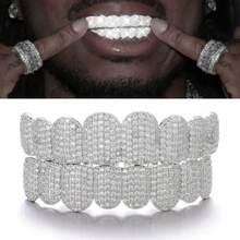THATBOY Bộ 2 răng giả đính đá Zirconia phong cách Punk, gồm 8 răng trên và 8 răng dưới, phù hợp cho các rapper và cosplay, răng giả cao cấp phong cách Punk, giúp nâng cấp nụ cười của bạn ngay lập tức. - Nhiều màu - Xem 14