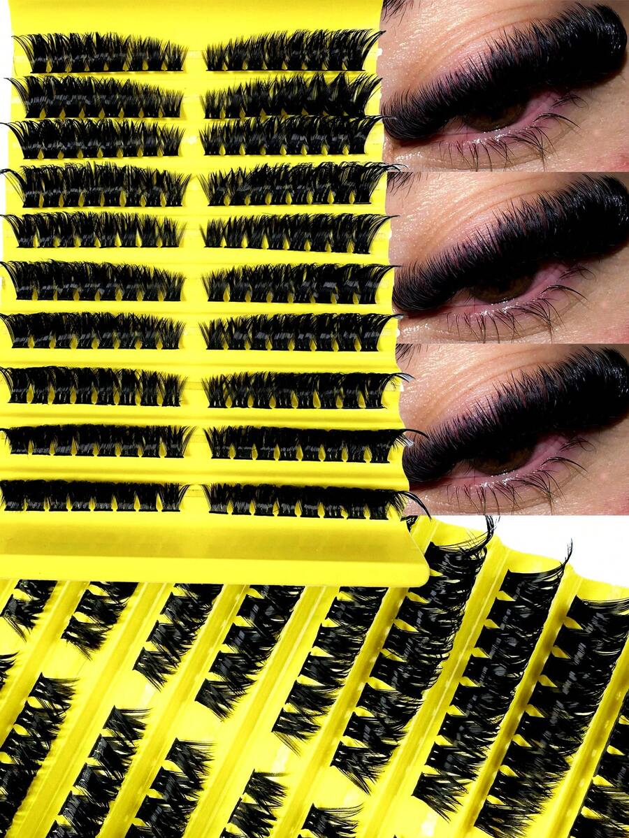 160pcs 8-16mm Curled D-Shape Cluster False Eyelashes, 80D 3D Thick & Fluffy Faux Mink Makeup Tools, Reusable Beauty Accessories
