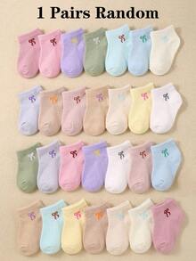 12双装女婴短袜：糖果色，蝴蝶结装饰，柔软舒适，休闲百搭 - 适合日常穿着，颜色随机发货 - 彩色 - 查看 11