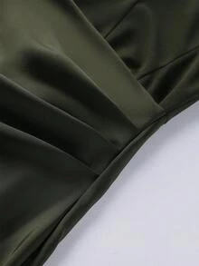 Solid Color Elegant Casual Backless Cocktail Dress, Graceful Party Formal Evening Gown, Suitable For Wedding Guest, Vacation, Date - Green - View 11