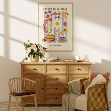 1pc Frameless Chic Hand-Drawn Breakfast Food Illustration Kitchen Art Canvas Poster Print Cute Colorful Decor For Kitchen, Living Room, Dorm Room - Breakfast - View 4