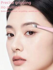 1 chiếc nhíp tỉa lông mày góc cạnh hình lá liễu độ chính xác cao, nhíp đa chức năng dùng để nhổ lông chính xác, không gây giật lông, dụng cụ nối mi và trang điểm tạo mí mắt đôi. - Xem 2