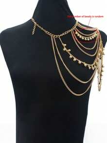 1 pieza Colgante de moda personalizado, Cadena con borlas de cantidad aleatoria, Correa para el hombro de estilo punk callejero multifuncional, Diseño de accesorio de cadena corporal dulce y cool - amarillo dorado - Ver 3