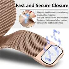 适用于小米 Watch 3/5 Active/Watch 3/5 Lite 的 22 毫米金属表带，不锈钢材质，带磁性米兰尼斯表带，可替换表带。 - 22mm - 查看 6