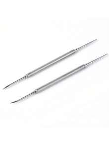 2pcs Stainless Steel Silver Ingrown Toenail Lifter, Embedded Toenail Lifter Toenail Cleaning Tool, Multi-Function Nail File Pen, Professional Foot Care Tool - Silver - View 5