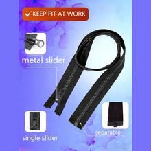 #8 Black Separating Zipper, Suitable For Jackets, Coats, Bags, Backpacks, Wallets, Adult & Children's Clothing, DIY Crafts, Durable, Smooth Sliding, Length 60-200cm - C-Black - View 3