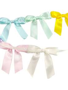 1pc Soft Color Bow Decor Garland, Pre-Strung Ribbon Bow Ornament Suitable For Home Decor, Birthday, Wedding, Bridal Party - Bow Banner - View 6