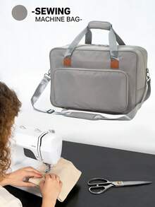 Sewing Machine Carrying Case, Portable Tote Bag Compatible With Singer, Brother, Janome, Multiple Pockets For Storage, Adjustable Shoulder Strap, Fits Most 15-18 Inch Machines, Water-Resistant Oxford Fabric - Purple - View 20