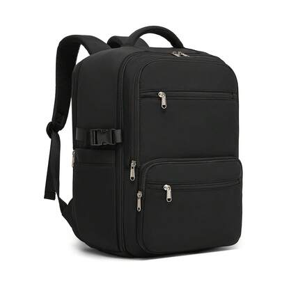 Ryanair Cabin Bag 40x30x20 With 15.6 Inch Laptop Compartment Lightweight Underseat Travel Backpack For Women Full Zip 180 Degree Opening Water Resistant Business Carry On Rucksack  Black