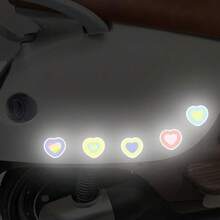 1 Stück Regenbogen & Herz Pfötchen Leuchtaufkleber, Kollisionswarnung Aufkleber für Elektrofahrrad, Motorrad, Auto, Fahrrad, bunter Aufkleber - 1 Stück - Übersicht 5