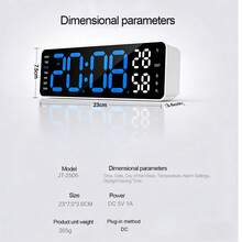 1 Cáp dữ liệu, Đồng hồ báo thức kỹ thuật số 3D để bàn, Đồng hồ treo tường LED phát sáng cho phòng ngủ, Đồng hồ điện tử đa chức năng đơn giản - Vỏ đen - Xem 7