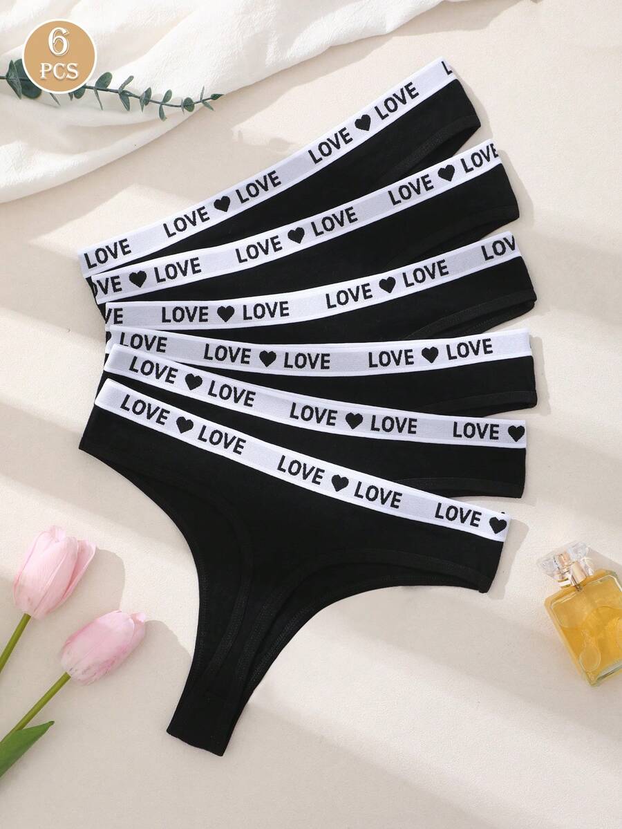 6条装女士无缝丁字裤性感连体丁字裤中腰性感女士三角裤透气舒适三角性感弹力内衣 - 黑色 - 查看 1