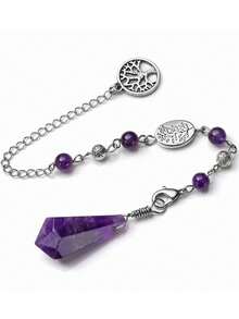 1件天然宝石绿东陵玉占卜水晶吊坠，用于占卜、预知和疗愈，六角尖头生命之树水晶摆锤 X058 - X058 - 查看 6