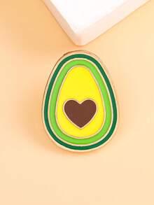 半枚牛油果胸针，渐变层叠心形，创意卡通拟人设计，百搭金属徽章配饰 - 彩色 - 查看 13