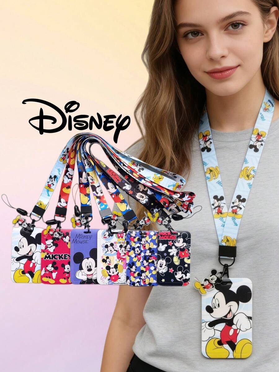 3/1 Set Cartoon Student Campus Card Holder Set, Long Lanyard ID Badge Holder Set, ID Card Protector Set, Metro/Bus Card Set, Campus Card Set, Kindergarten Card Set, Back To School Student ID Set [Lanyard+Clip], Card Holder+Lanyard "Campus...Photo Frame, Student ID, Meal Card, Transit Card" - MIQI Vertical Card - View 1