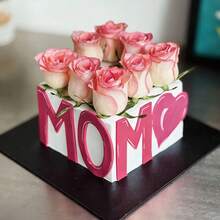 1 Set/3 Sets Gold & Red Rose Acrylic MOM Heart Cake Topper, Suitable For Mother's Day, Mom's Birthday Party, DIY Cake, Dessert Baking Decor - Multicolor - View 3