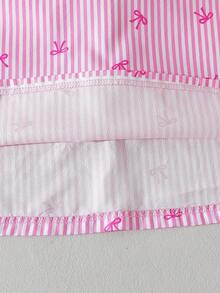 Conjunto de top sin mangas con corbata de lazo a rayas y estilo casual para niñas, para verano - Multicolor - Ver 5