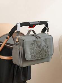 刺绣尿布包单肩包，适合爸爸妈妈使用，婴儿换尿布包，附赠2条婴儿车挂带，新生儿男女宝宝旅行收纳包，婴儿必备，母亲节礼物 - 彩色 - 查看 4